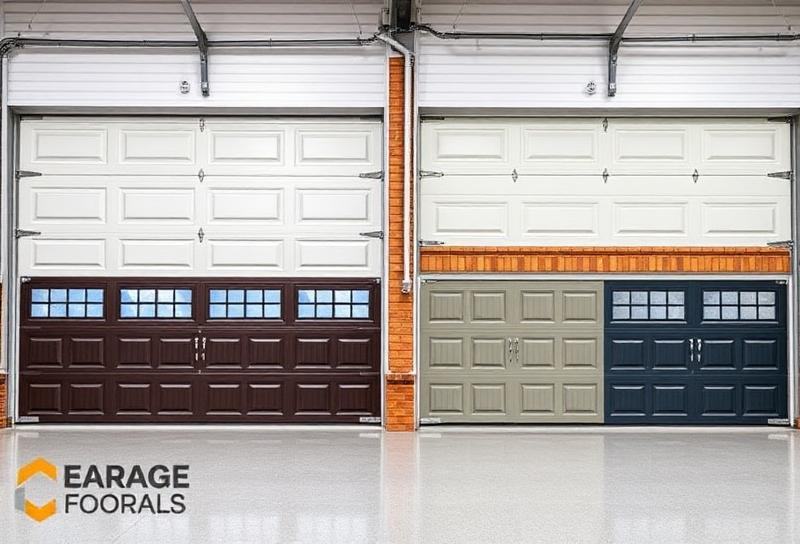 Different garage door styles in showroom display