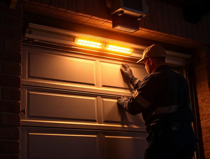 Emergency garage door repair service at night